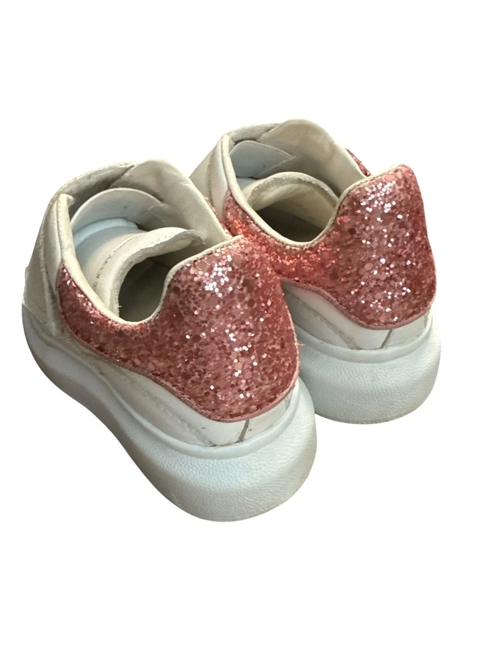 Alexander McQueen sz 29 Girl's Oversized pink Glitter Grip-strap Sneakers